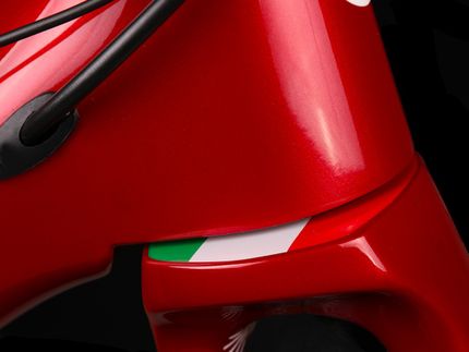 Basso Diamante - Italian Flag - på forgaffelkronen markeres hvor cyklen kommer fra (en diskret markering af den stolthed cyklen er fremstillet med)